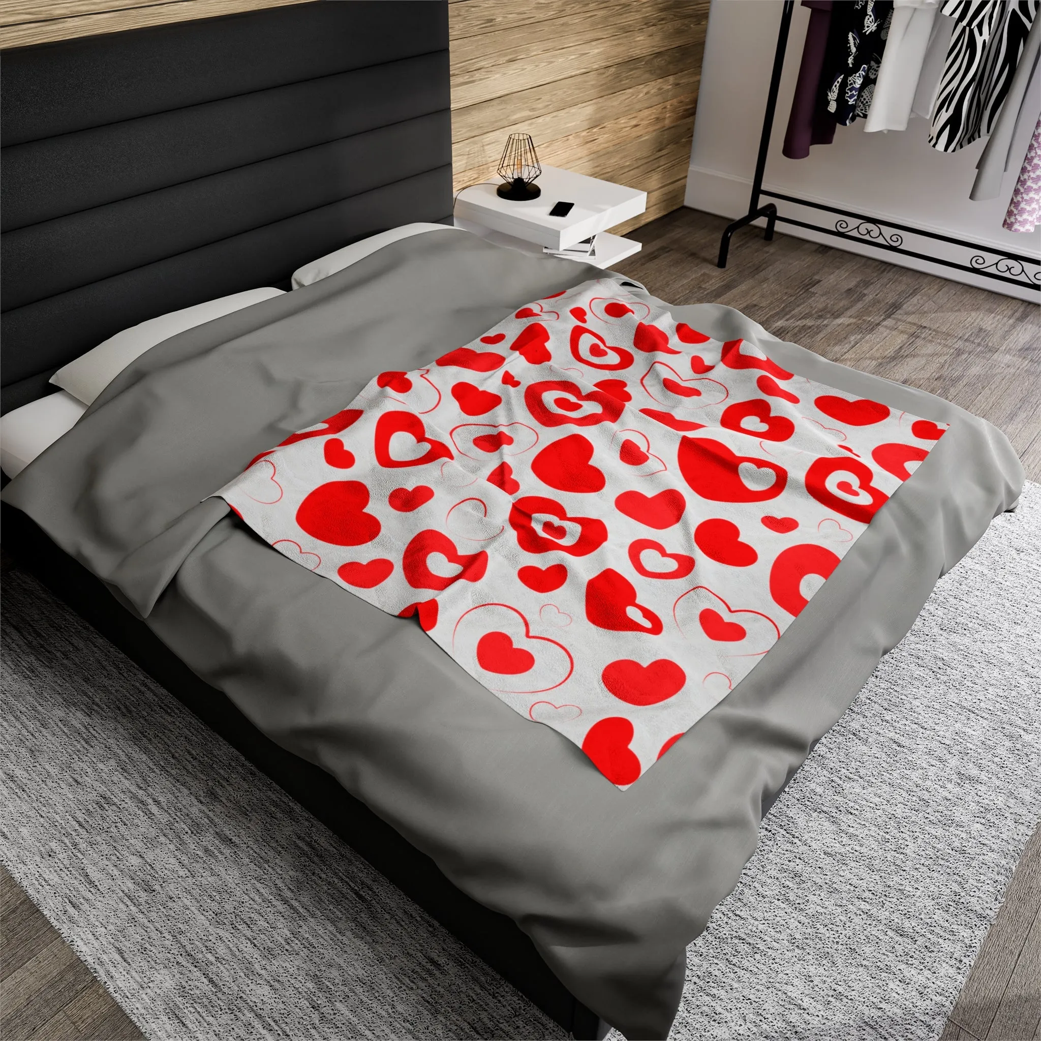 Hearts in Hearts Velveteen Plush Blanket