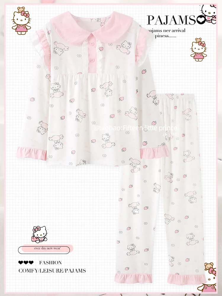 Hellokitty pajamas women's spring pure cotton long sleeves