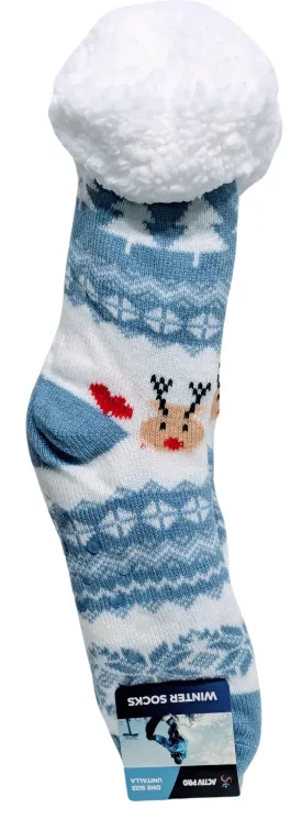 Ladies Cozy Light Blue Slipper Socks