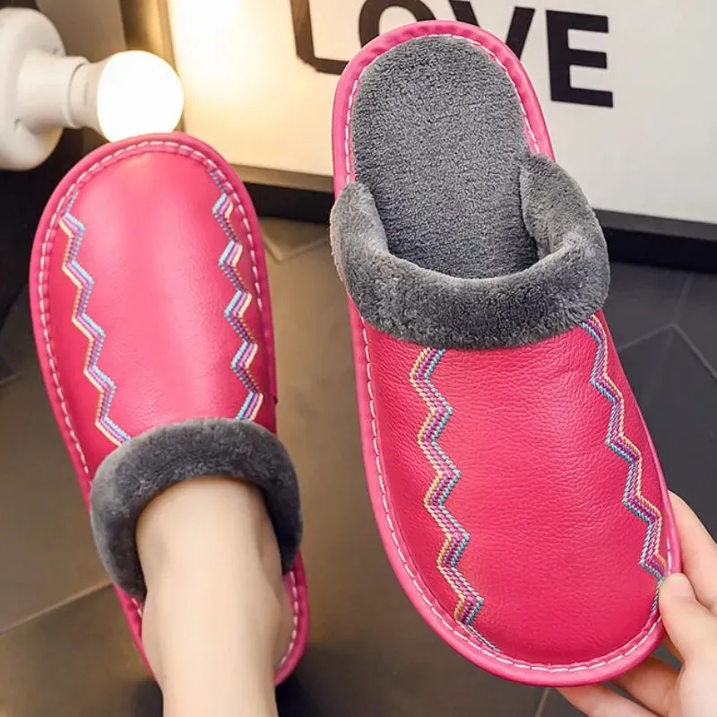 Leather Mule Slippers for Women