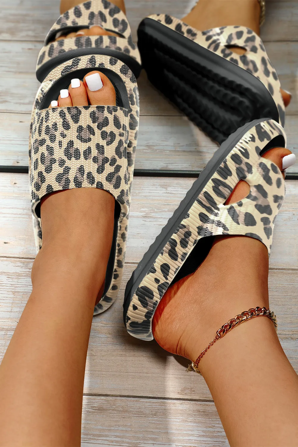 Leopard Cloud Slides Thick Flat Slippers