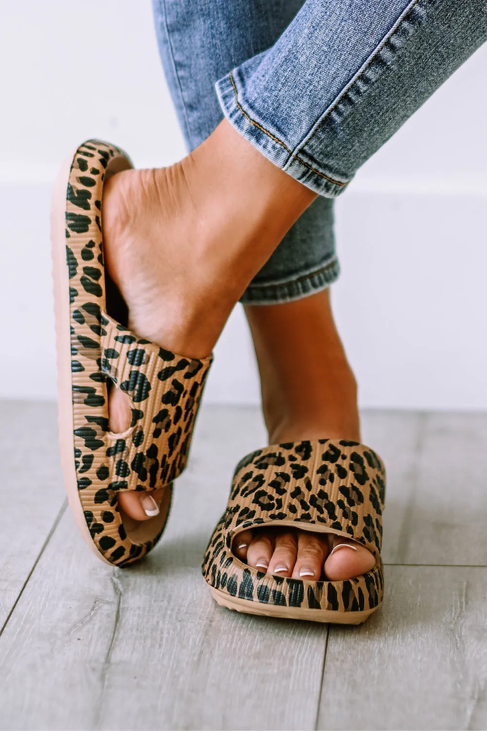 Leopard Cloud Slides Thick Flat Slippers