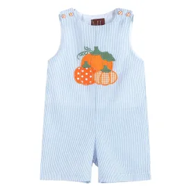 Lil Cactus - Blue Seersucker Pumpkin Shortalls