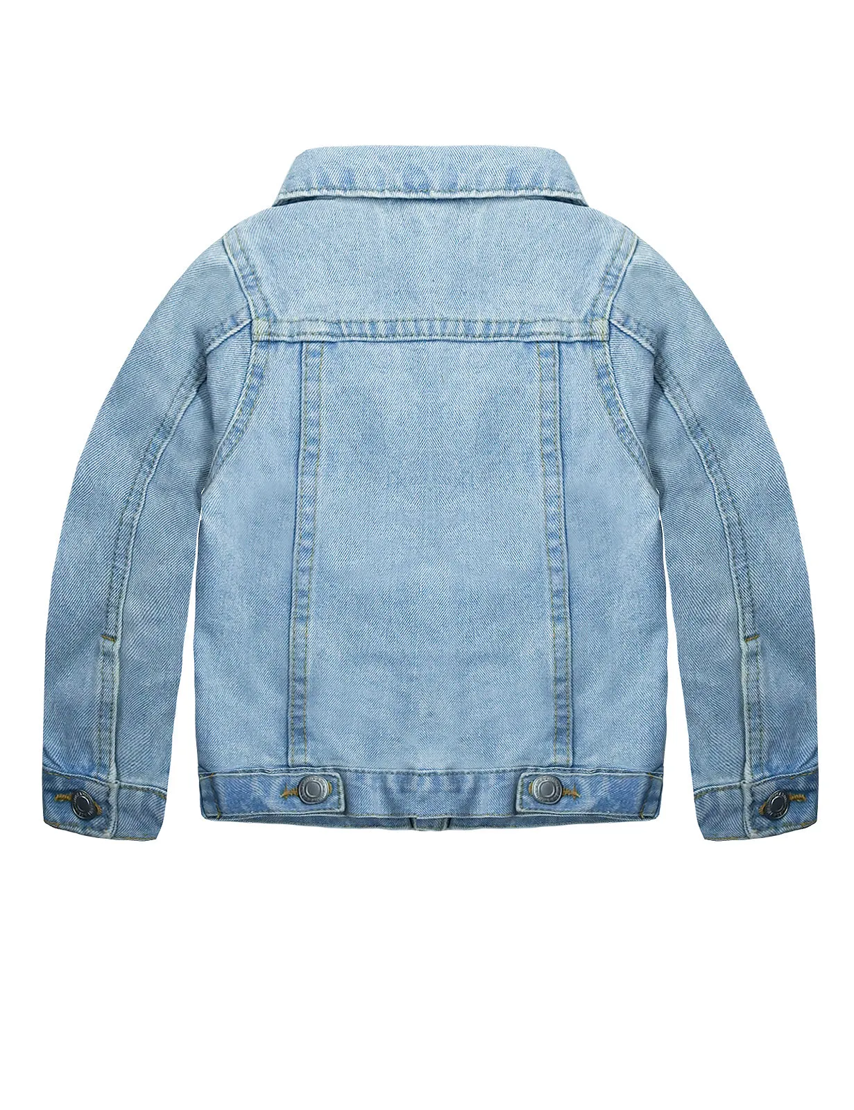 Little Kid Simple Jean Jacket, Stone Washed Soft Denim Coat Outfit