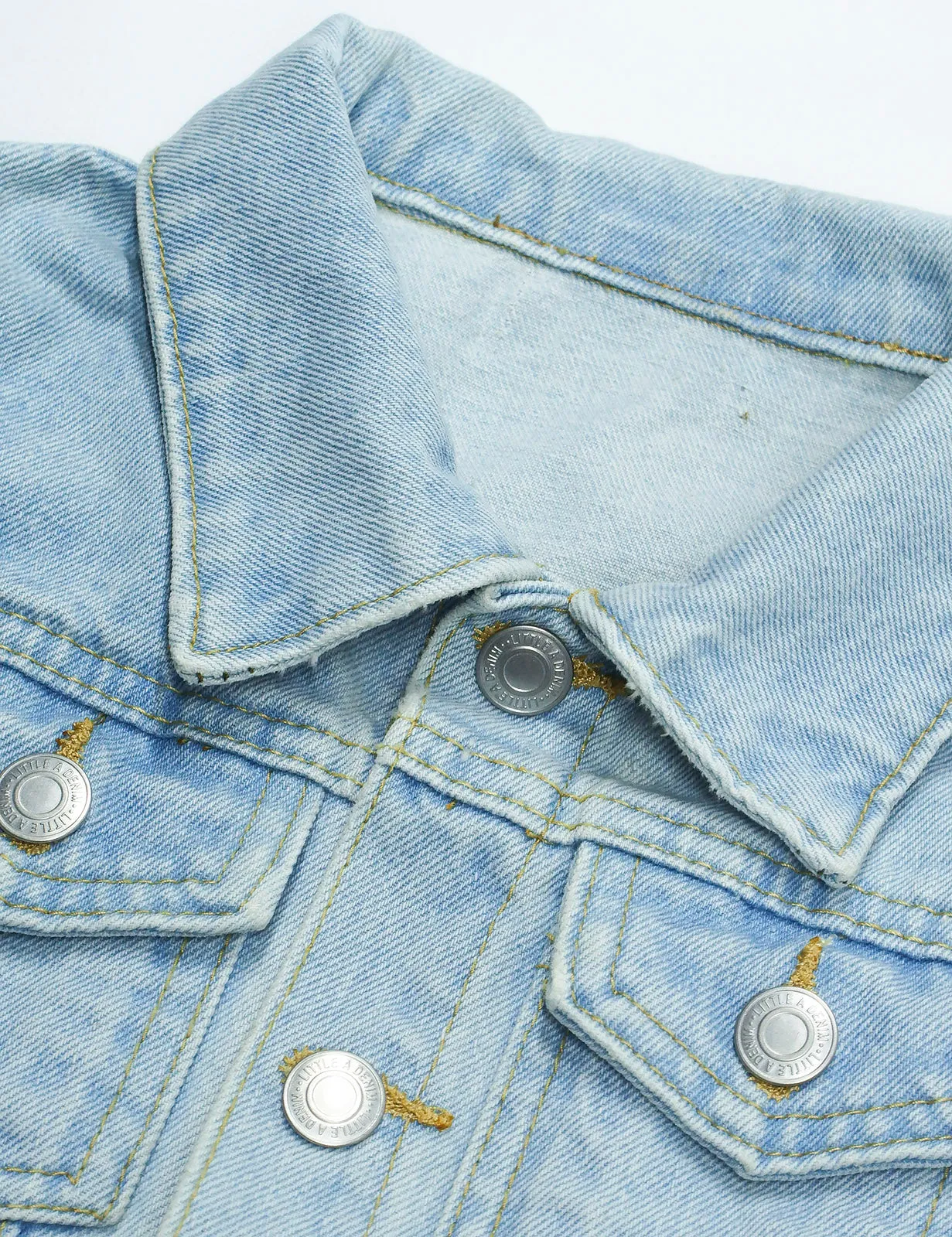 Little Kid Simple Jean Jacket, Stone Washed Soft Denim Coat Outfit