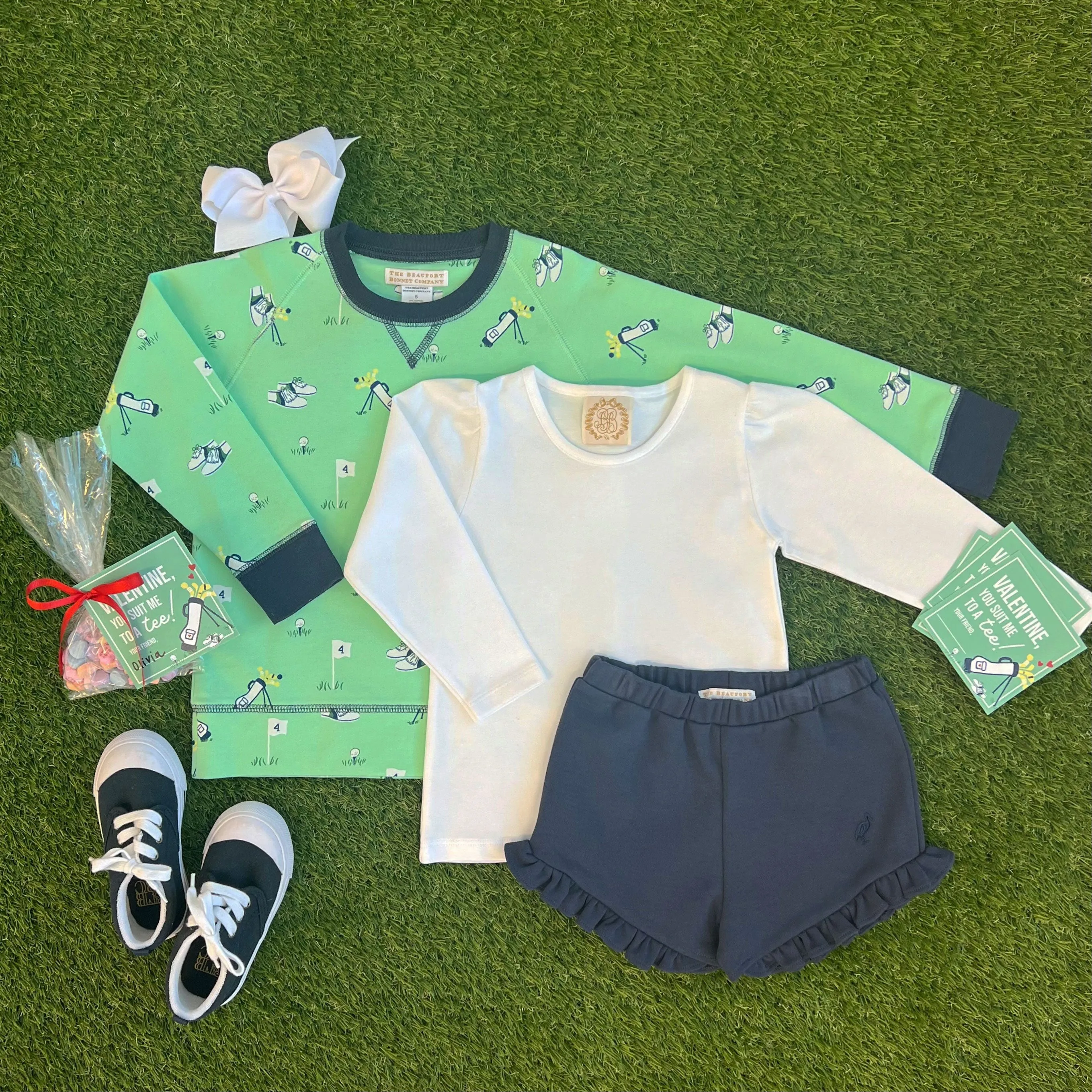 Long Sleeve Penny's Play Shirt & Onesie - Worth Avenue White