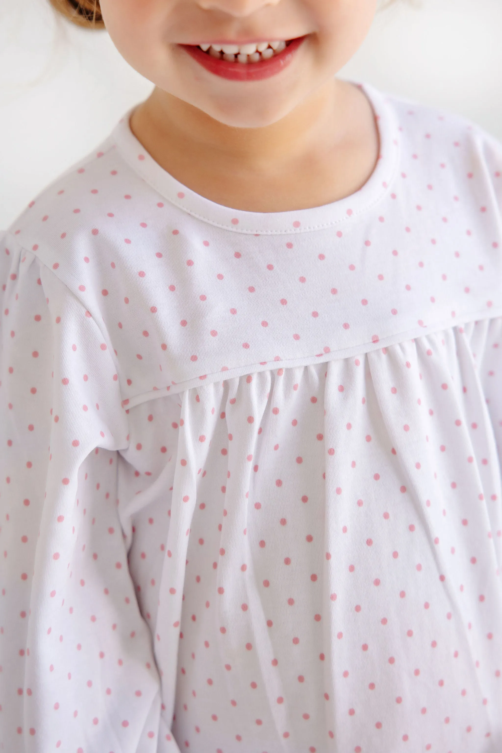 Long Sleeve Penny's Playsuit - Sandpearl Pink Microdot