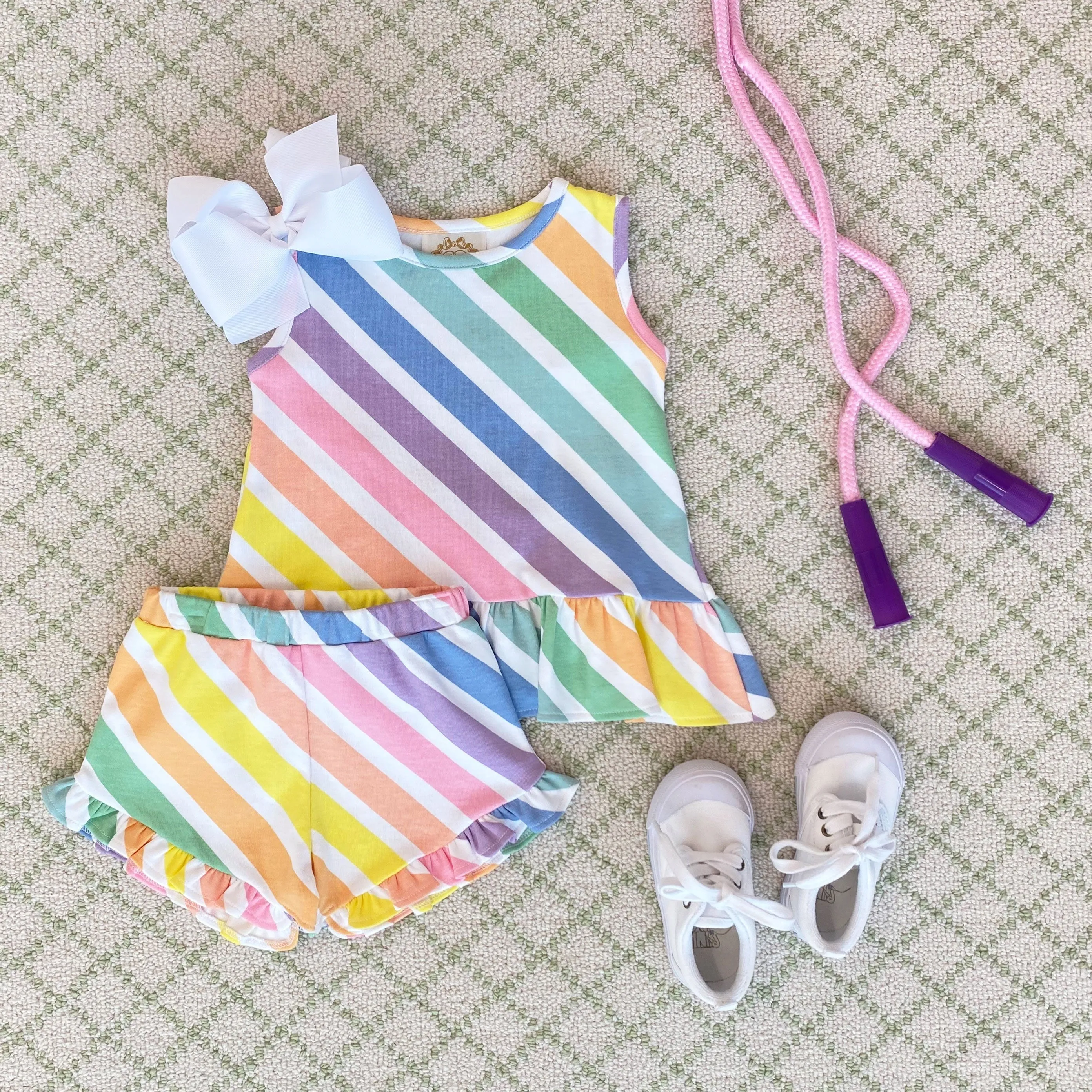 Love You Back Top - Rainbow Rollerskate Stripe