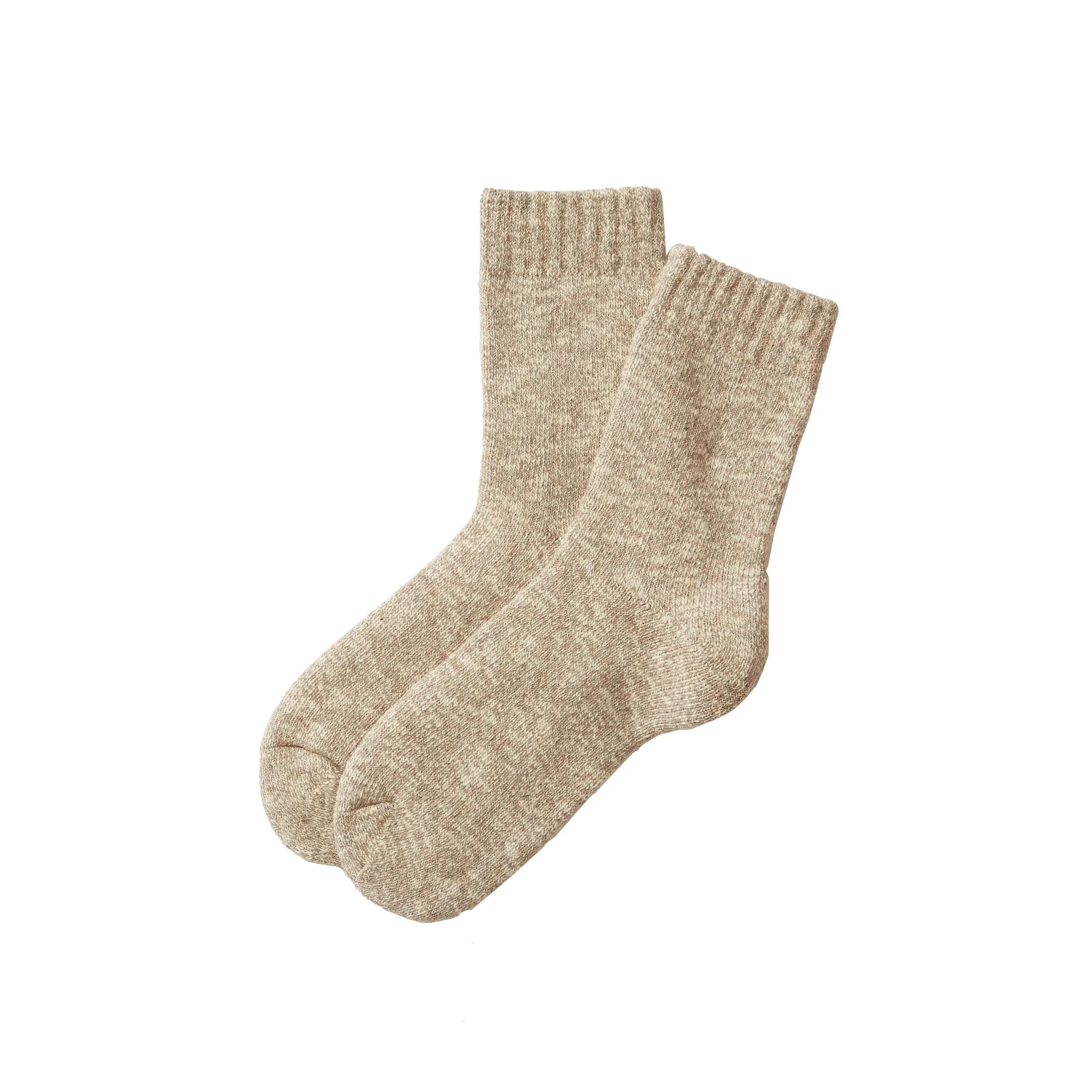 Marled Loop Back Socks  - Khaki