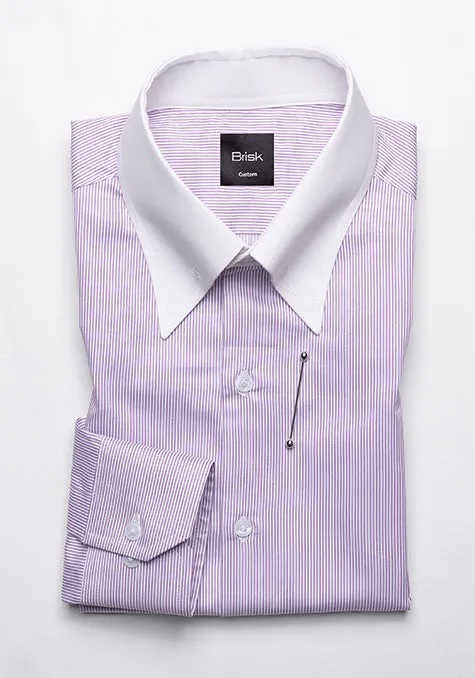 MAUVE PINSTRIPES SHIRT - WHITE PIN COLLAR