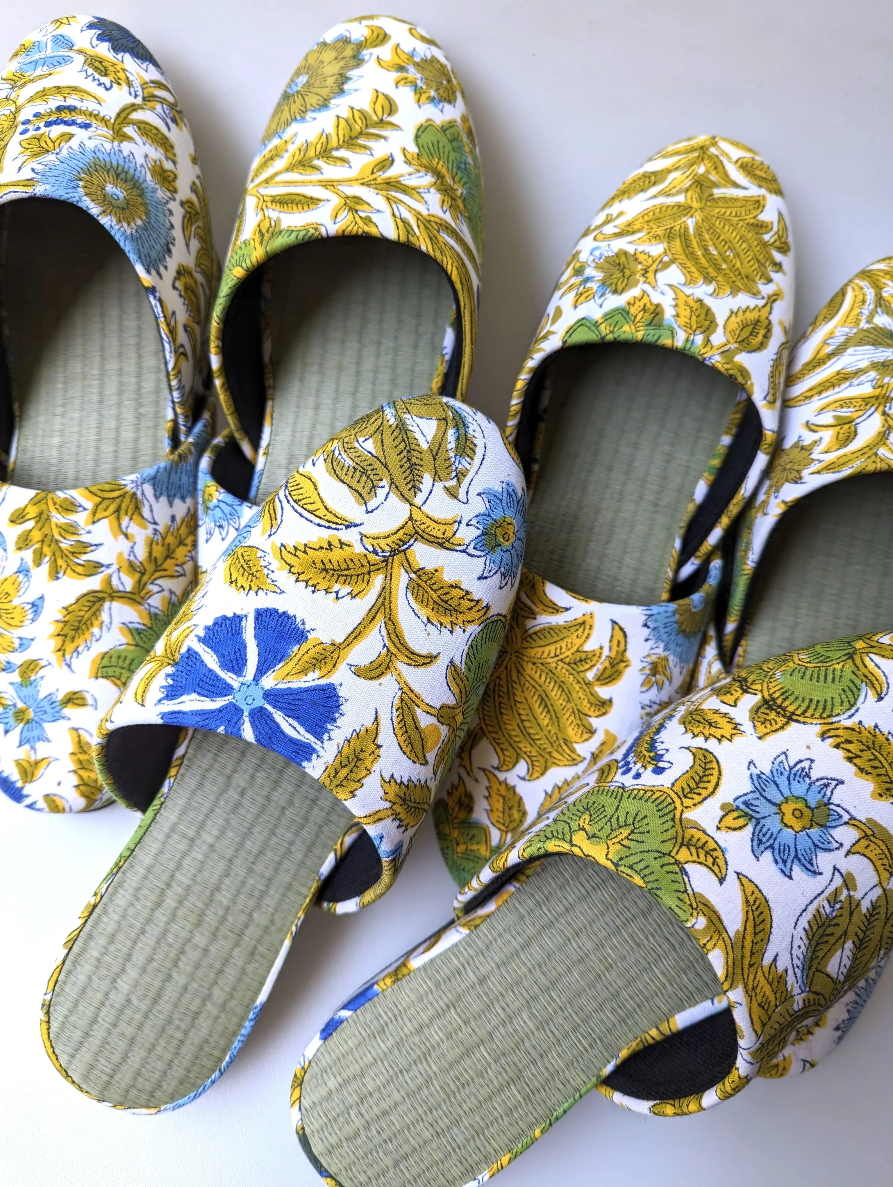 [Medium] Tatami Block Printing Flowers Slippers 2023M-A