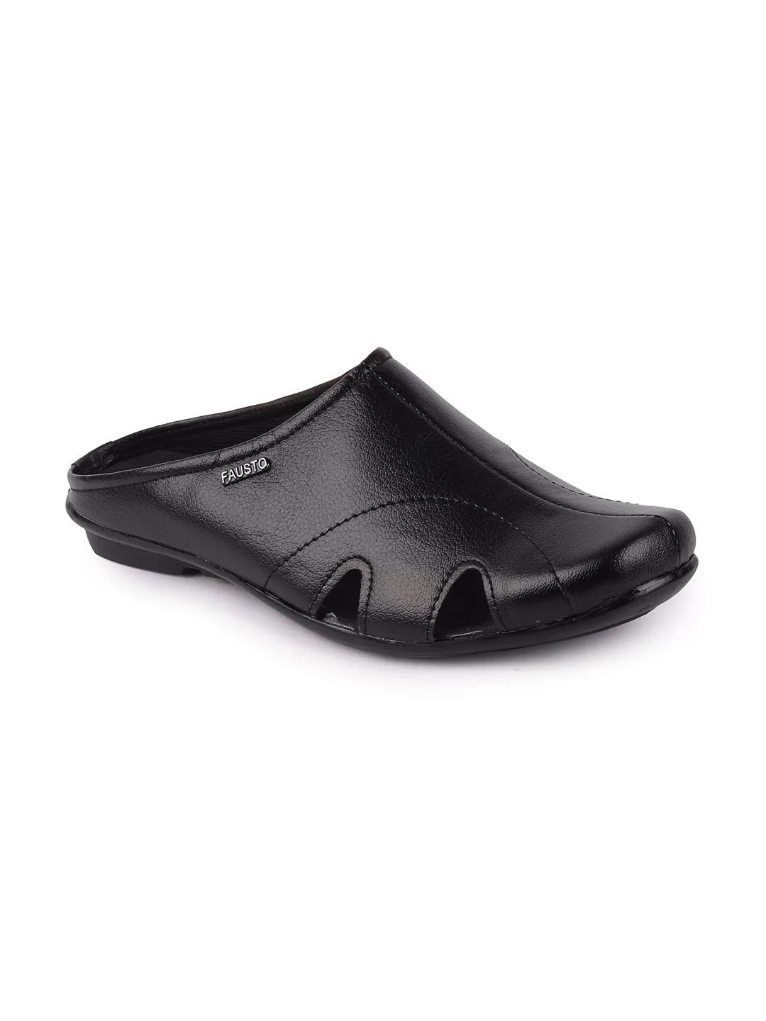 Men Black Casual Slip-On Back Open Slippers