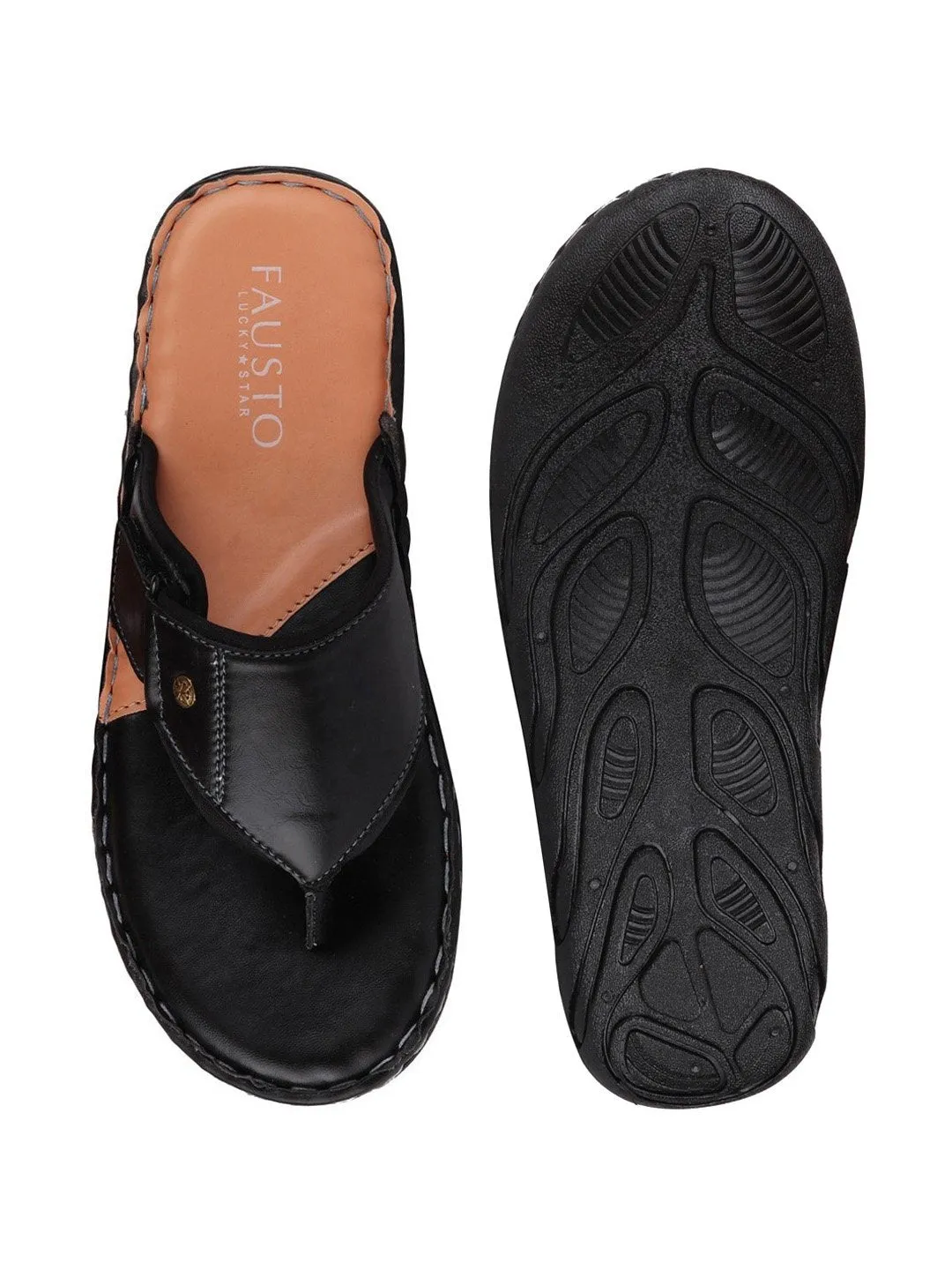 Men Black Casual Slip-On Slippers