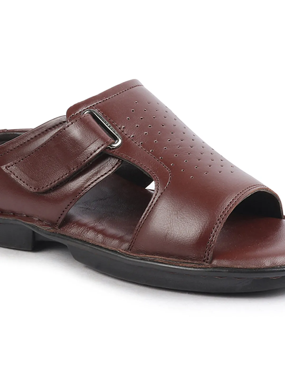 Men Brown Formal Leather Slip-On Slippers