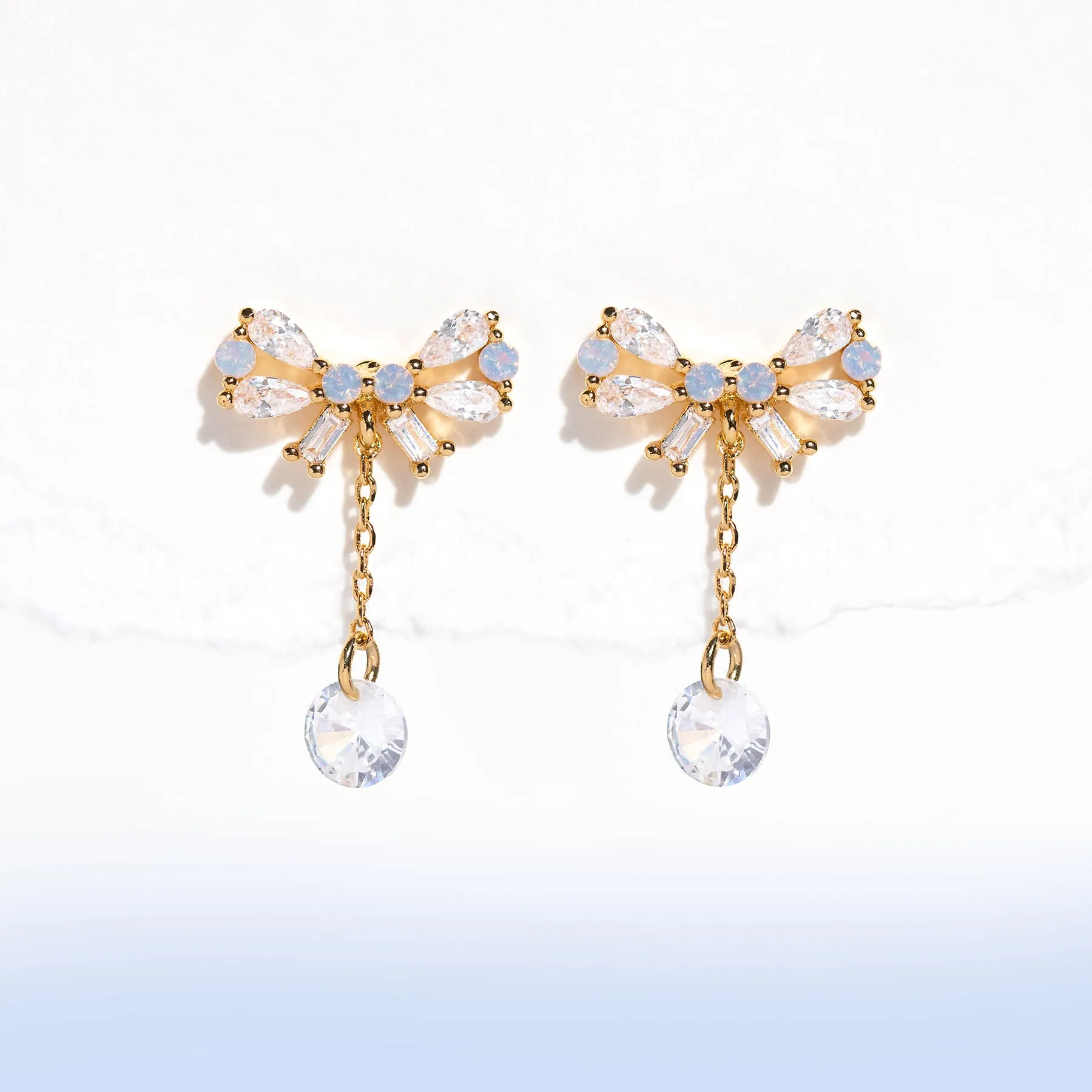 Mini Bow Dew Drop Earrings