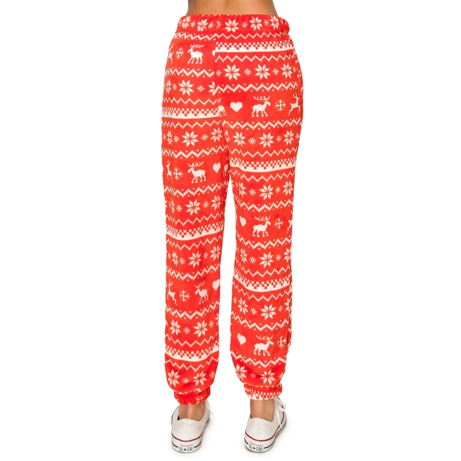 Minky Joggers Sweatpants - Red/Cream