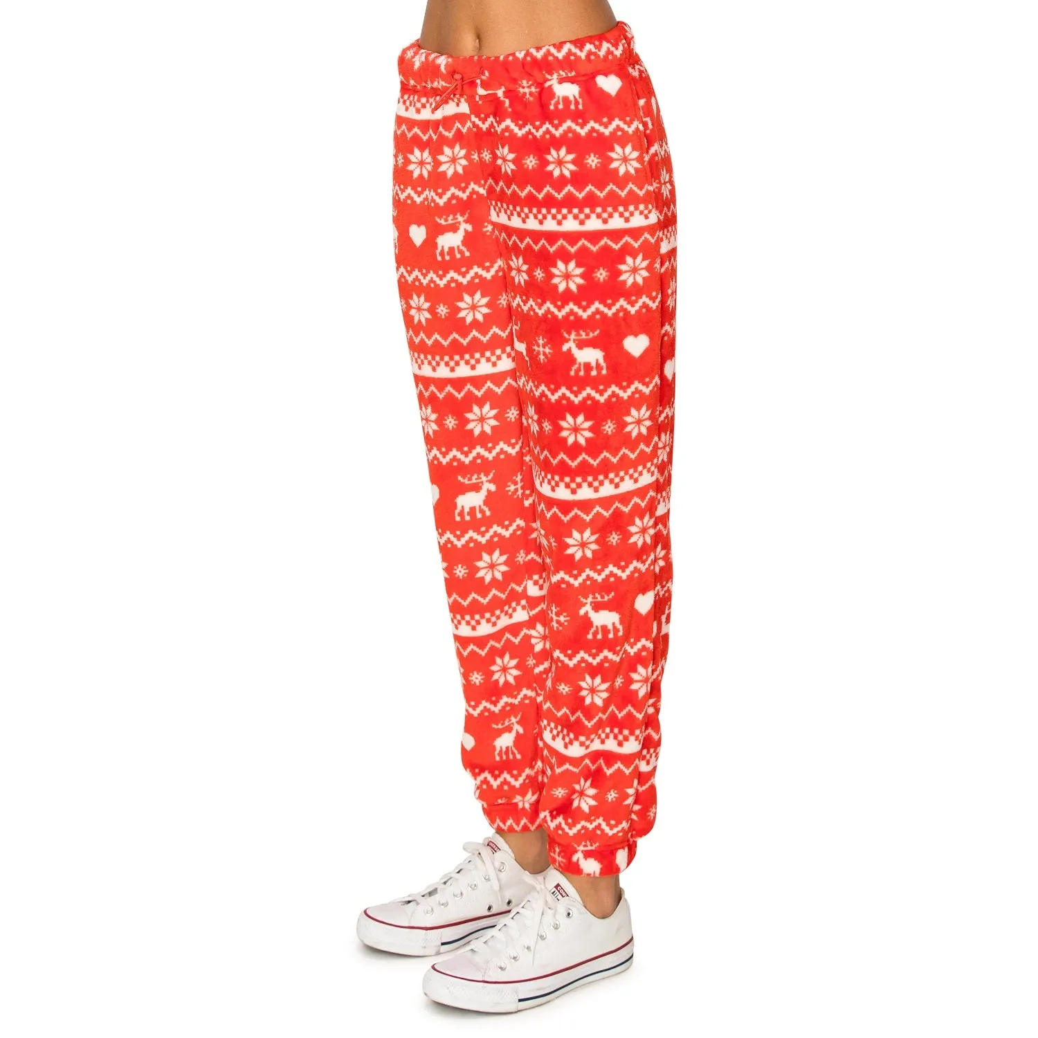 Minky Joggers Sweatpants - Red/Cream