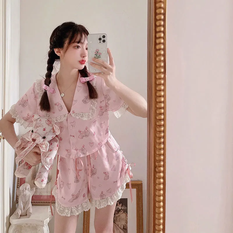 New Spring and Summer Sweetheart Rabbit Lace Pajamas