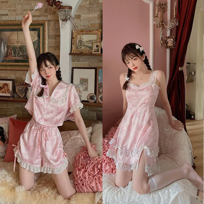 New Spring and Summer Sweetheart Rabbit Lace Pajamas