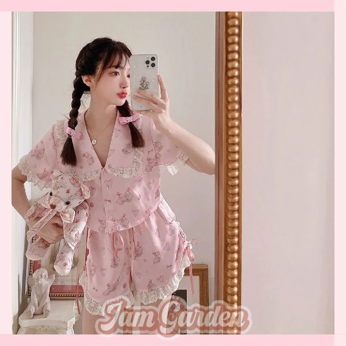 New Spring and Summer Sweetheart Rabbit Lace Pajamas