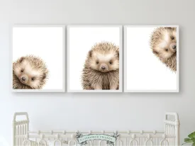 Peeking Animal Nursery Print - Hedgehog