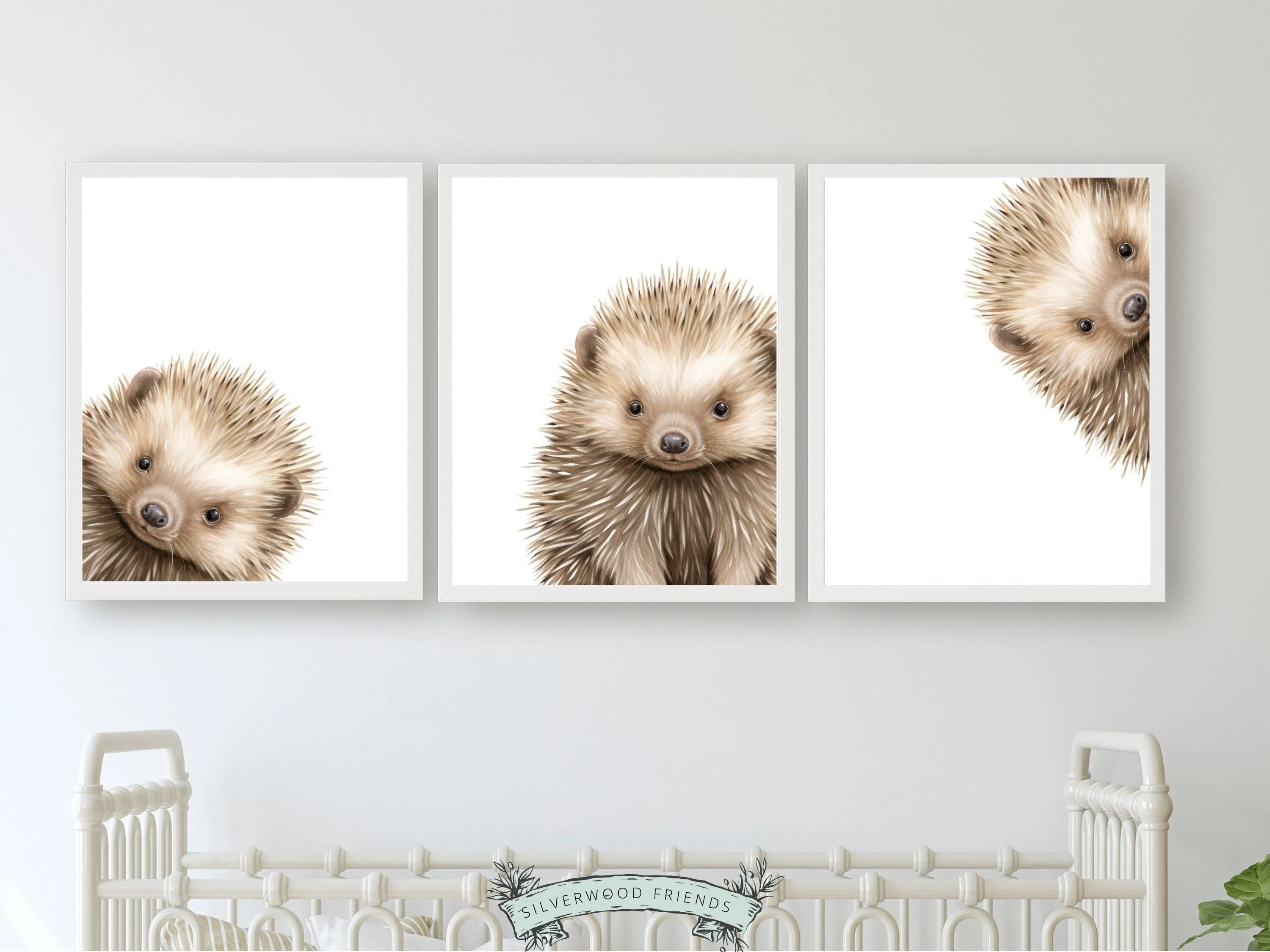 Peeking Animal Nursery Print - Hedgehog