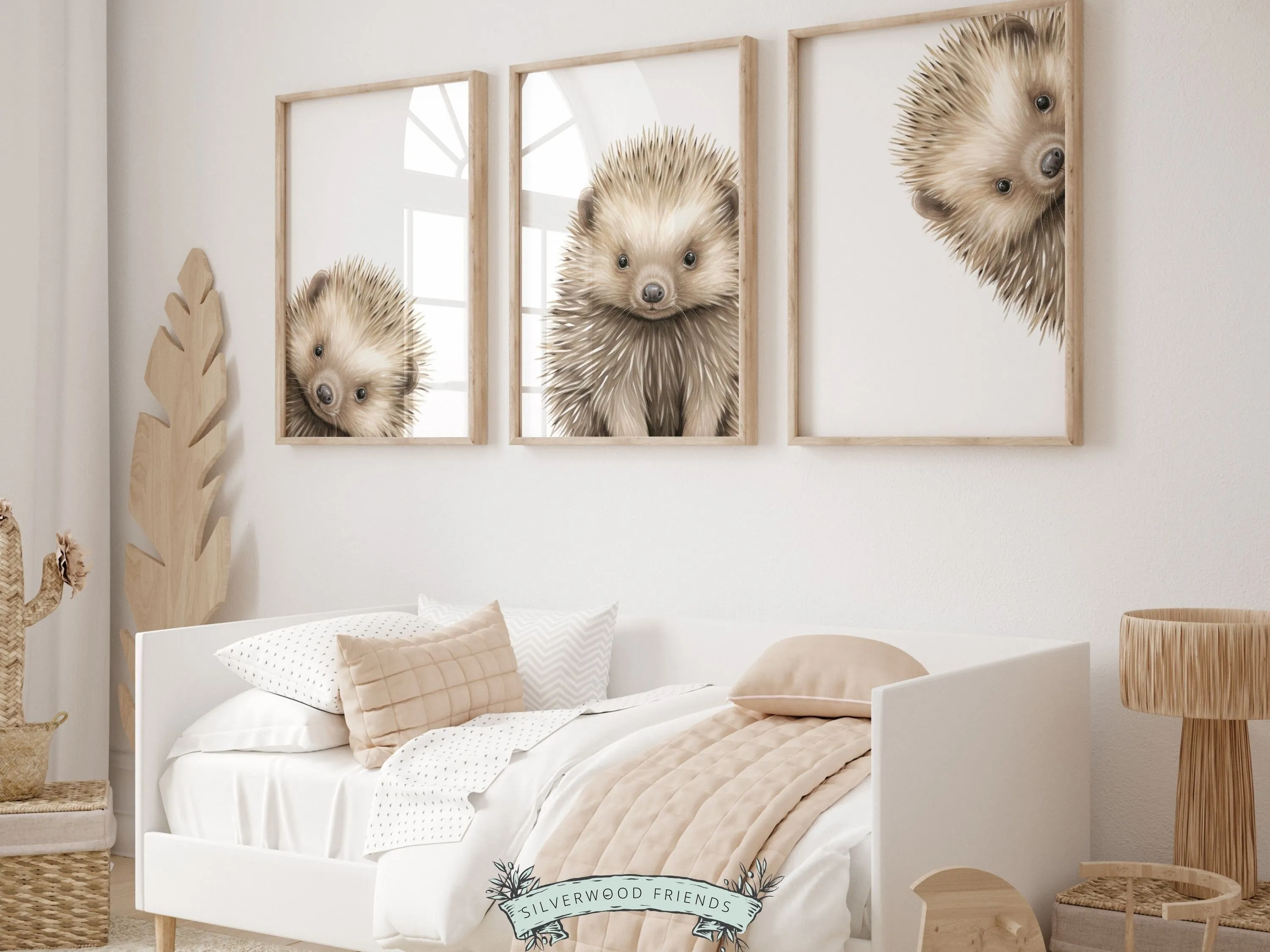 Peeking Animal Nursery Print - Hedgehog