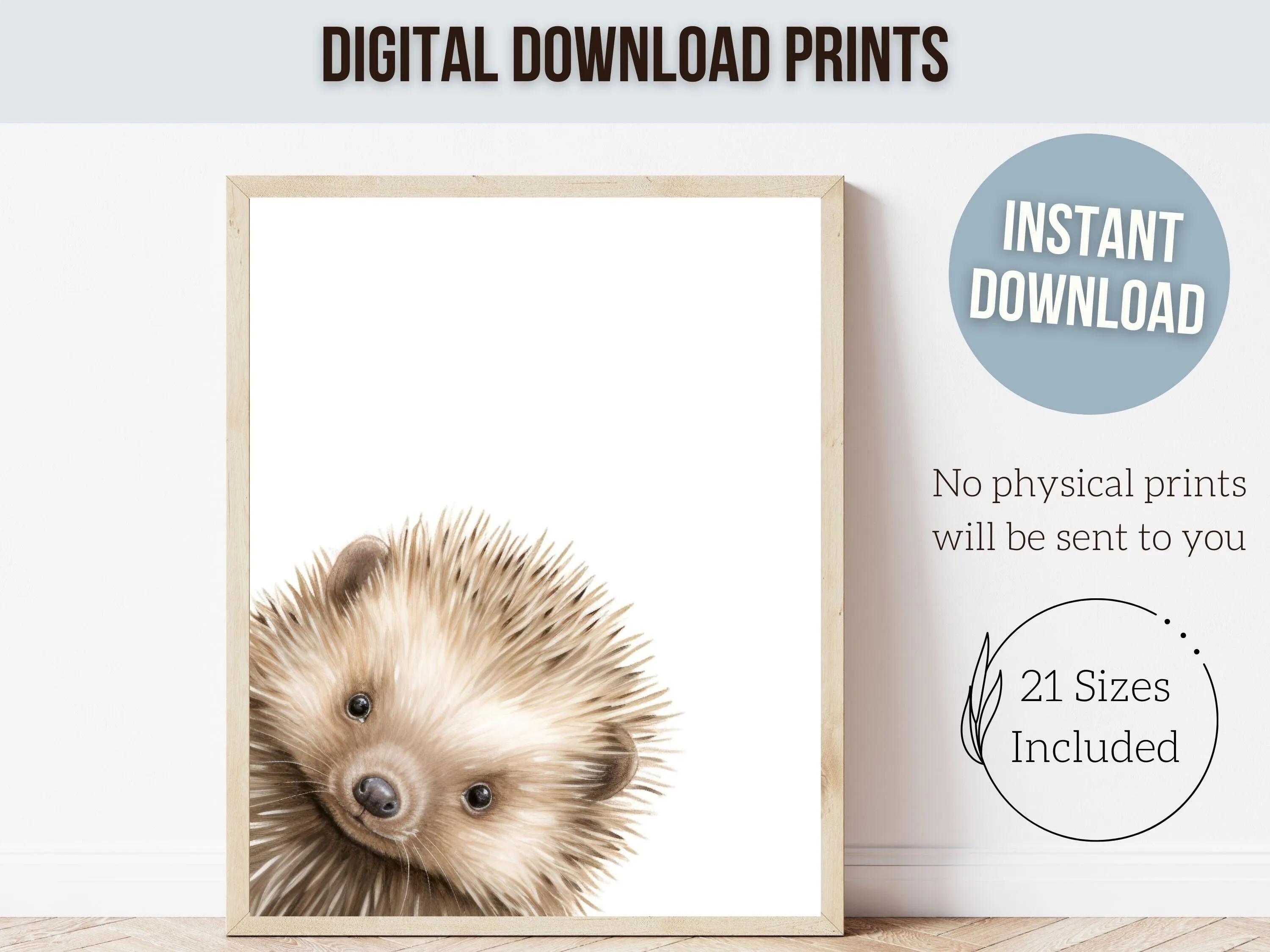 Peeking Animal Nursery Print - Hedgehog