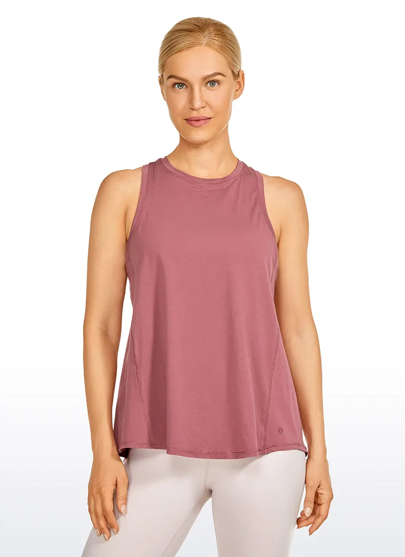 Pima Cotton High Neck Tank Split Open Back