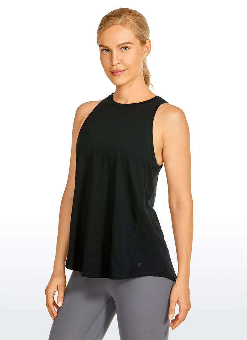 Pima Cotton High Neck Tank Split Open Back