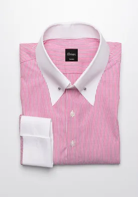 PINK NARROW STRIPES STRETCH SHIRT - WHITE PIN COLLAR