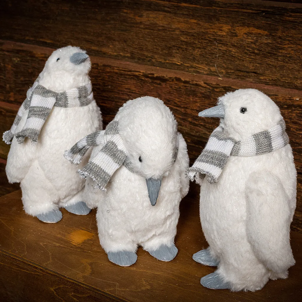 Plush Winter Penguin Figurines Set of 3