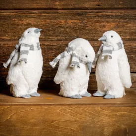 Plush Winter Penguin Figurines Set of 3