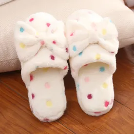 Polka Dot Bow Slippers for Women