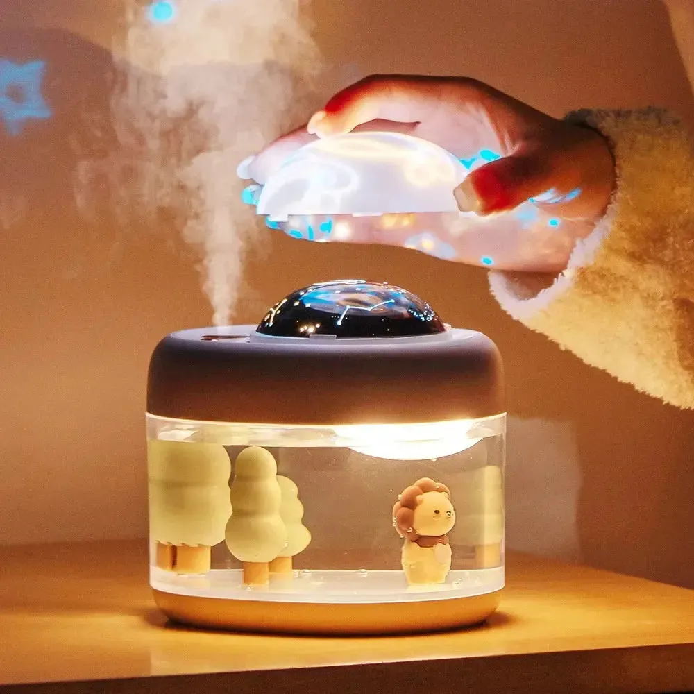 Portable Wireless Projection Lamp & Humidifier - 2000mAh USB Rechargeable