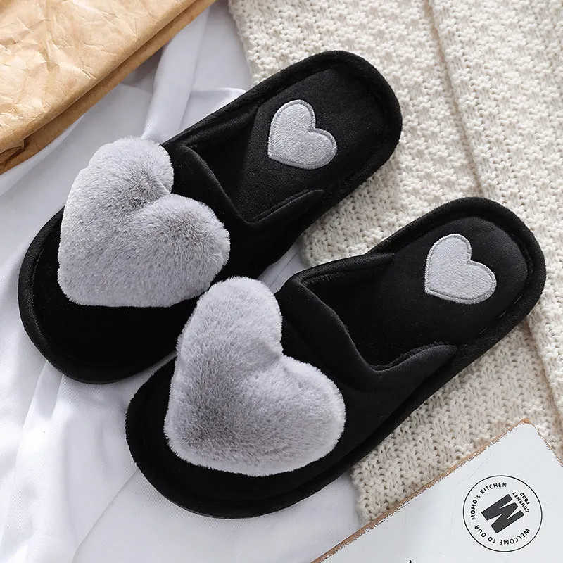 Puffy Heart Fluffy Slippers for Women