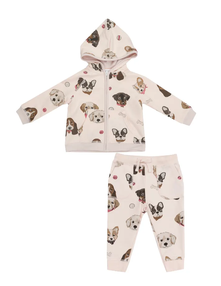 Puppy face terry hoodie set