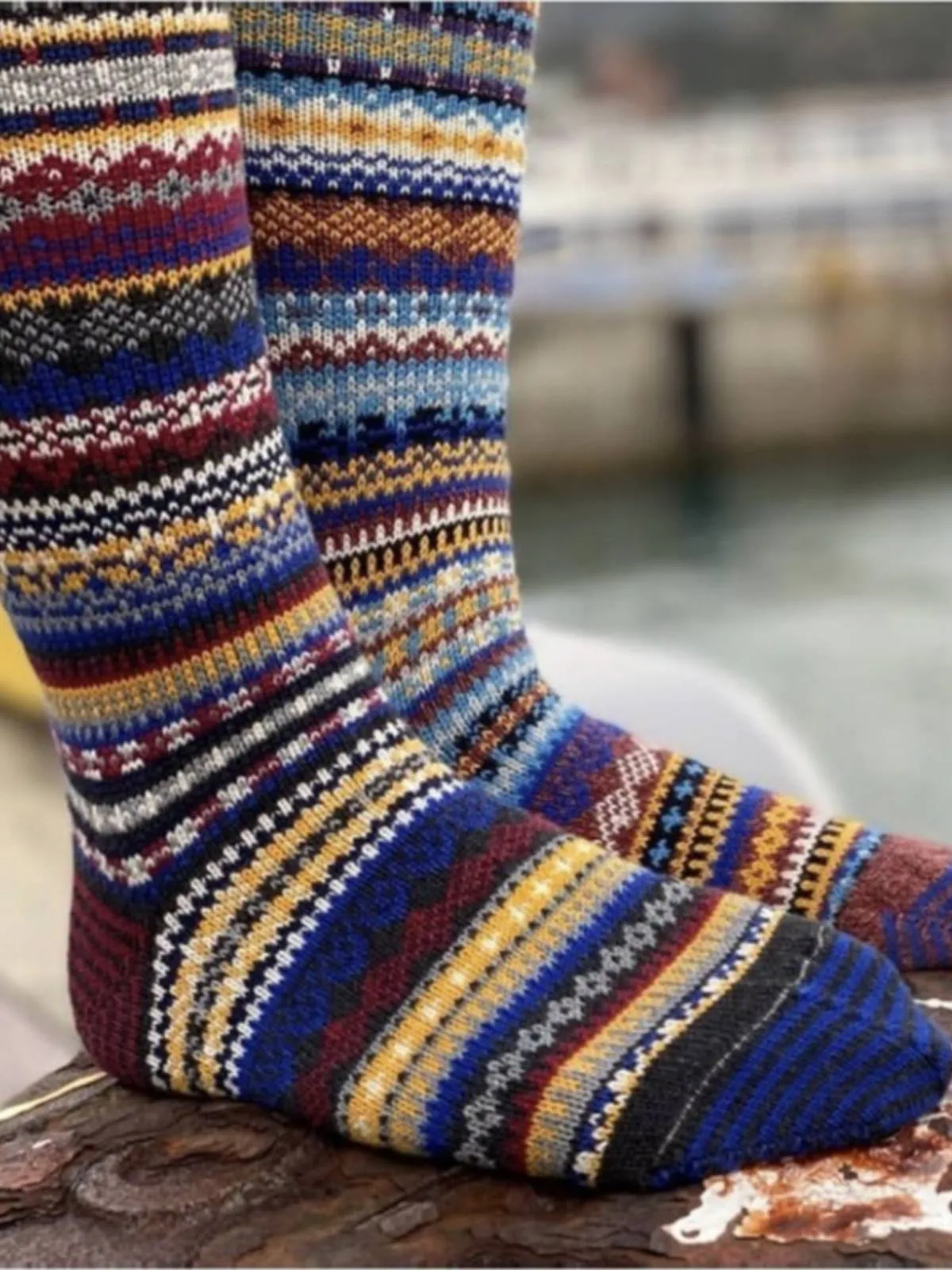 Retro Ethnic Mid-Calf Socks