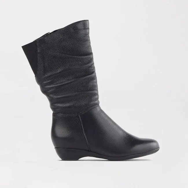 Ruched Mid-calf Boot in Black – 12527