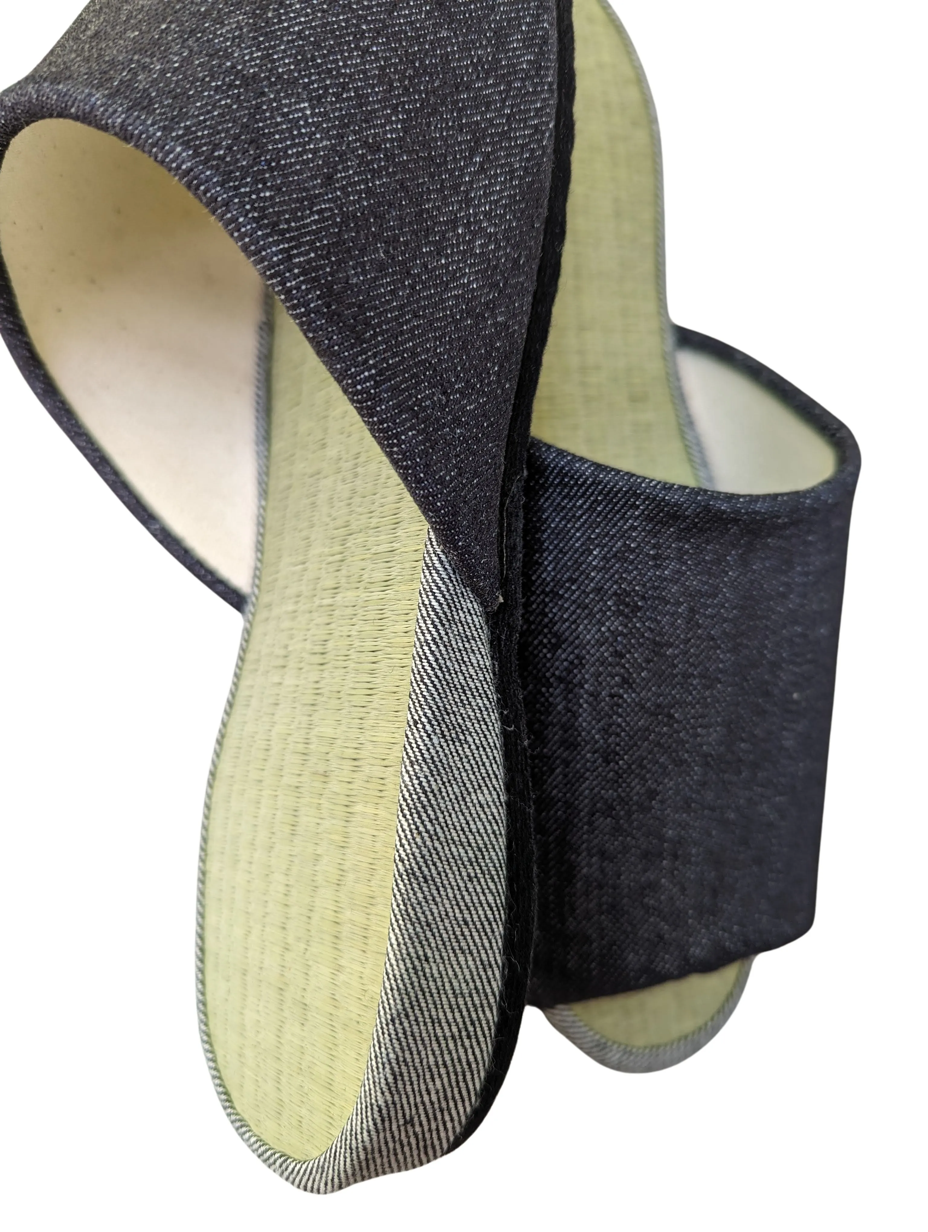 SALE Open-toe TATAMI Denim Slippers A-Type [Black Wool Felt Sole] / Simple [Denim Hiroshima]