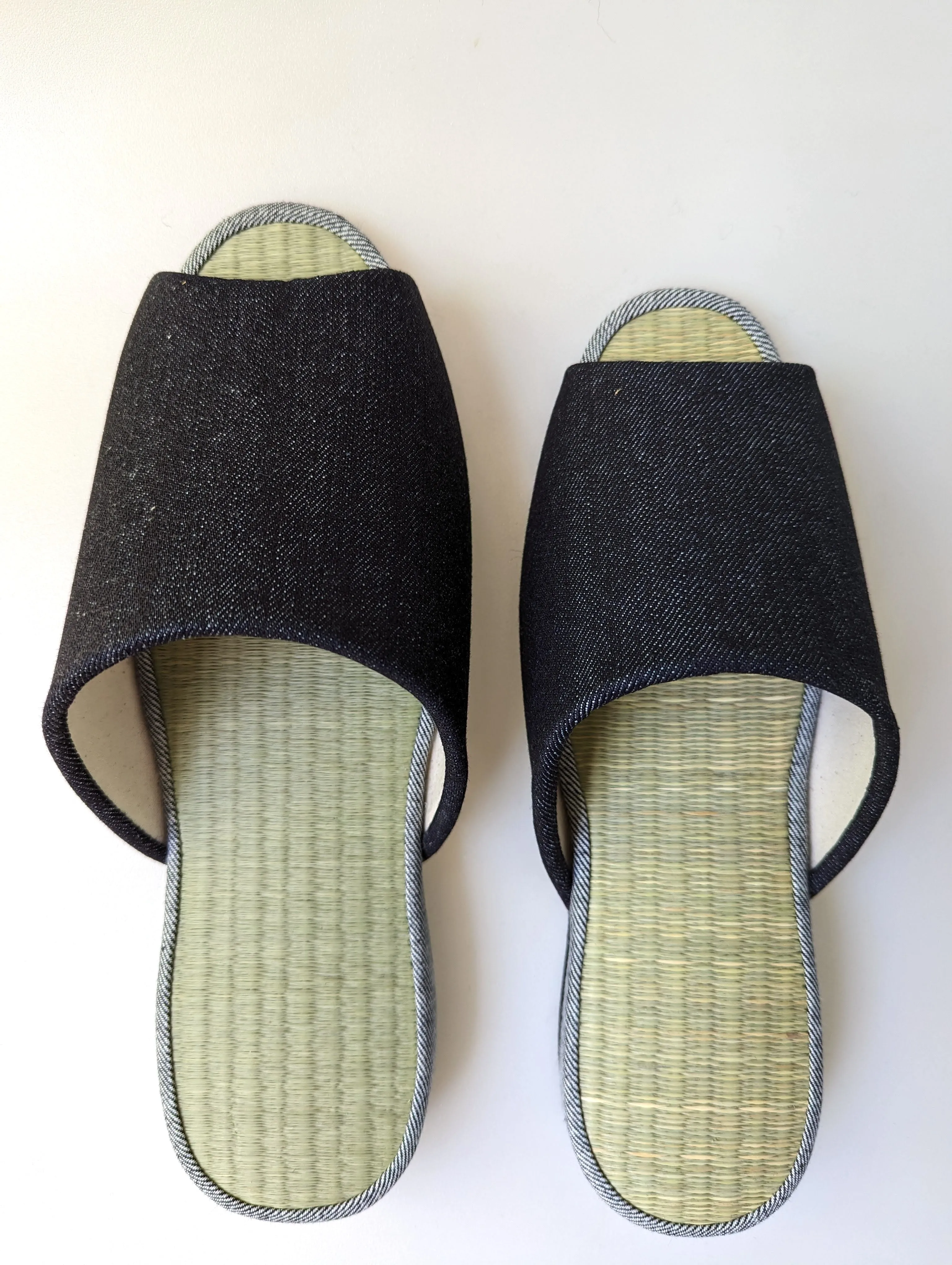 SALE Open-toe TATAMI Denim Slippers A-Type [Black Wool Felt Sole] / Simple [Denim Hiroshima]