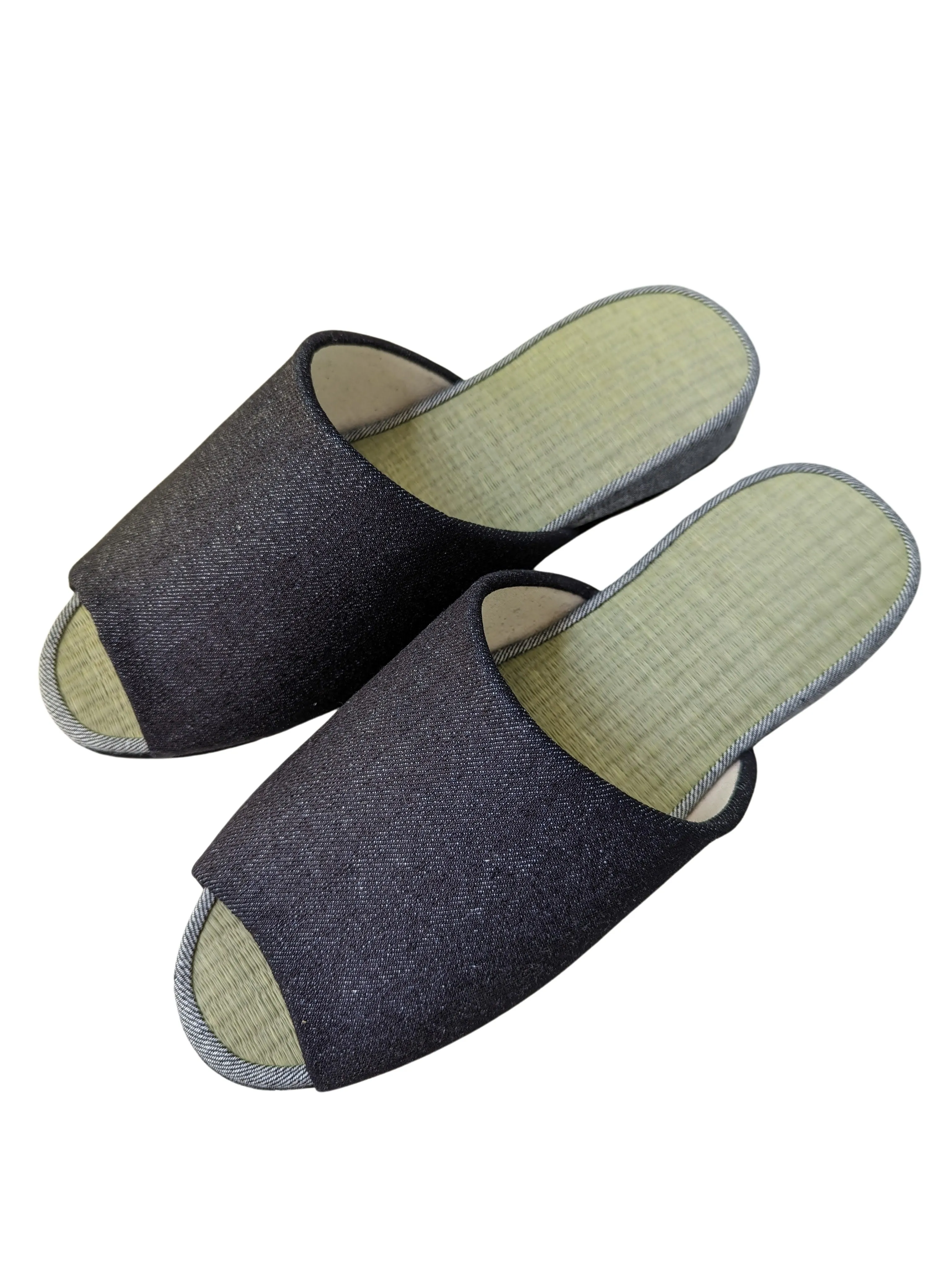 SALE Open-toe TATAMI Denim Slippers A-Type [Black Wool Felt Sole] / Simple [Denim Hiroshima]