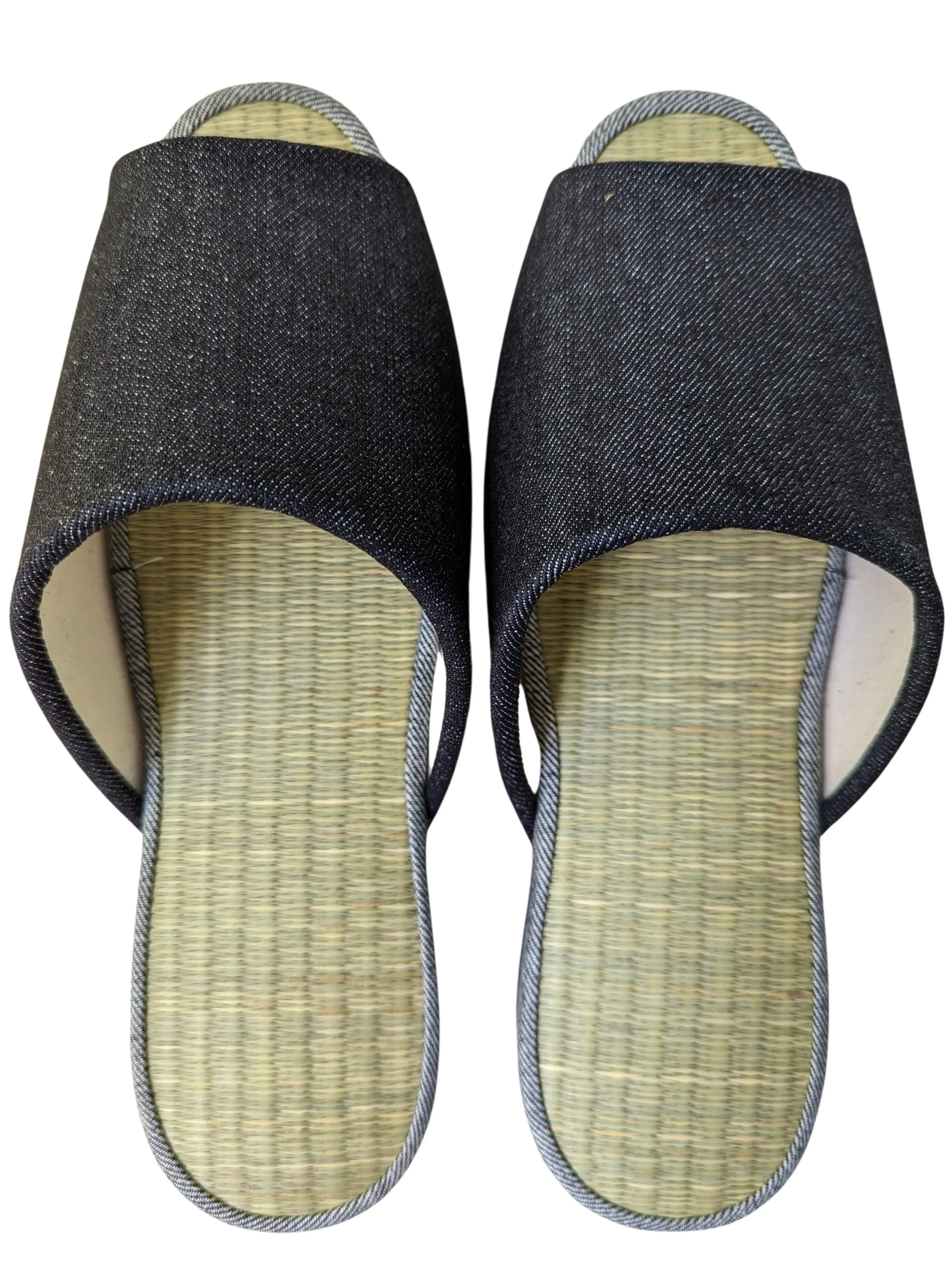 SALE Open-toe TATAMI Denim Slippers A-Type [Black Wool Felt Sole] / Simple [Denim Hiroshima]