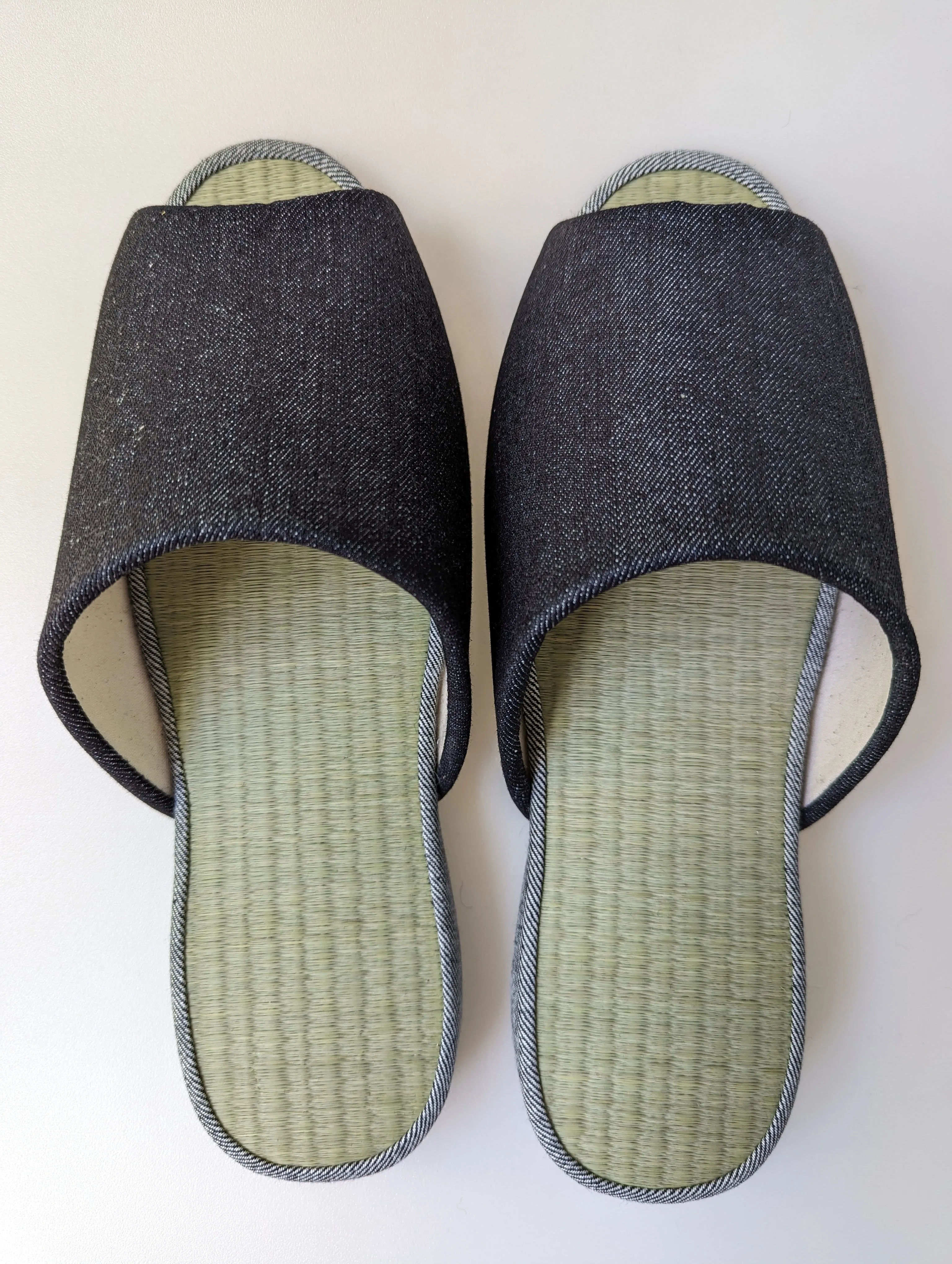 SALE Open-toe TATAMI Denim Slippers A-Type [Black Wool Felt Sole] / Simple [Denim Hiroshima]