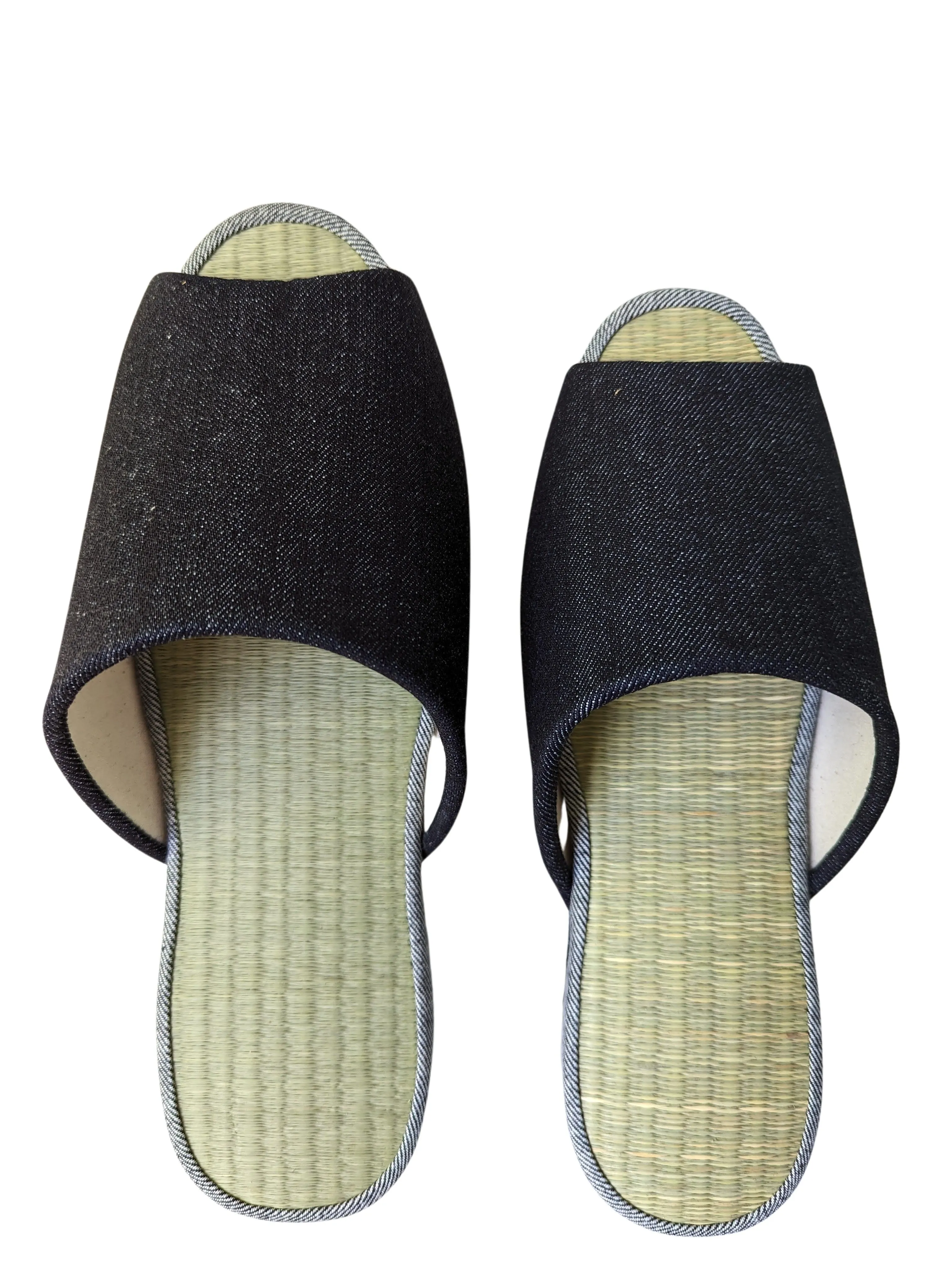 SALE Open-toe TATAMI Denim Slippers A-Type [Black Wool Felt Sole] / Simple [Denim Hiroshima]