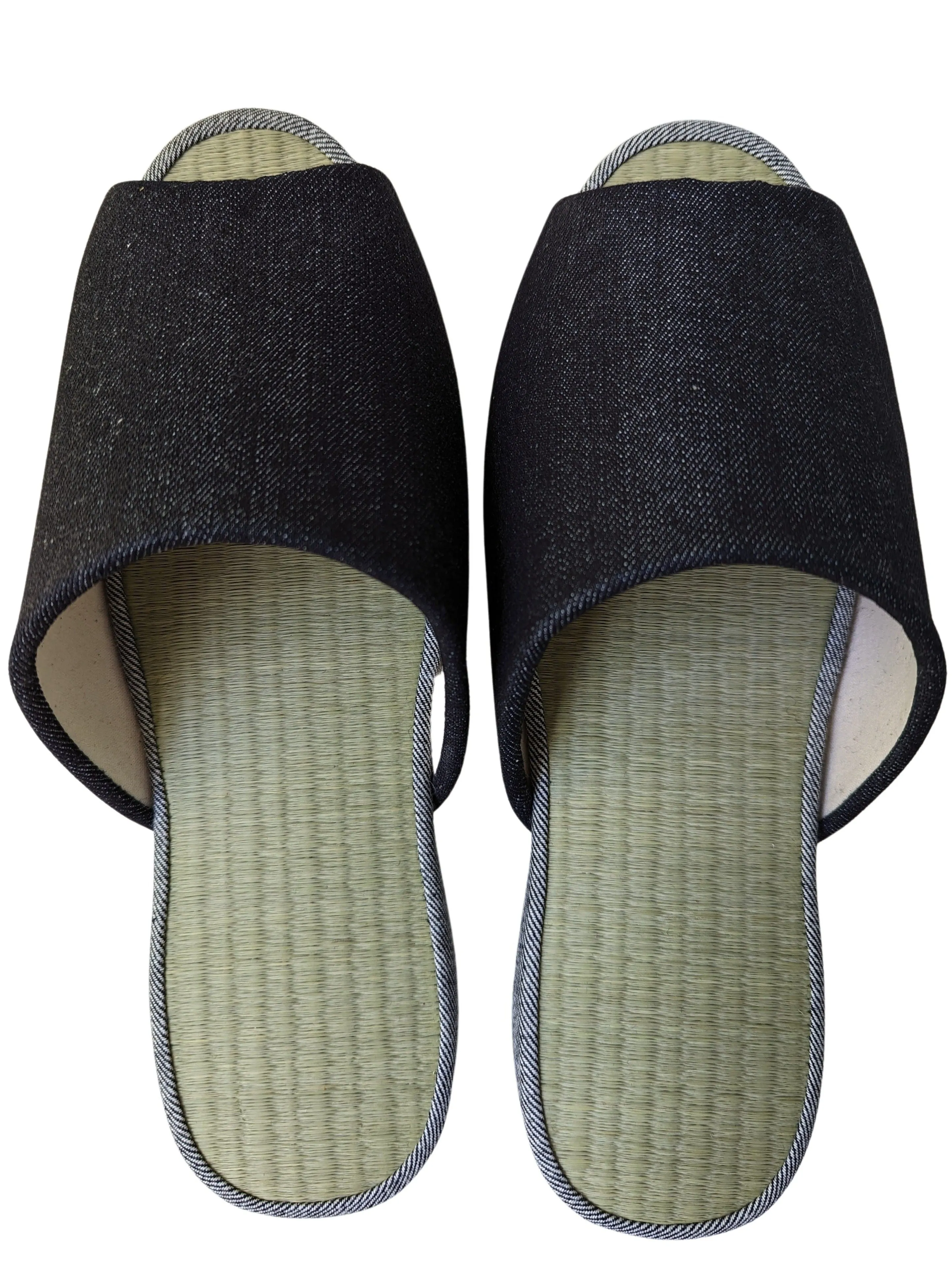 SALE Open-toe TATAMI Denim Slippers A-Type [Black Wool Felt Sole] / Simple [Denim Hiroshima]