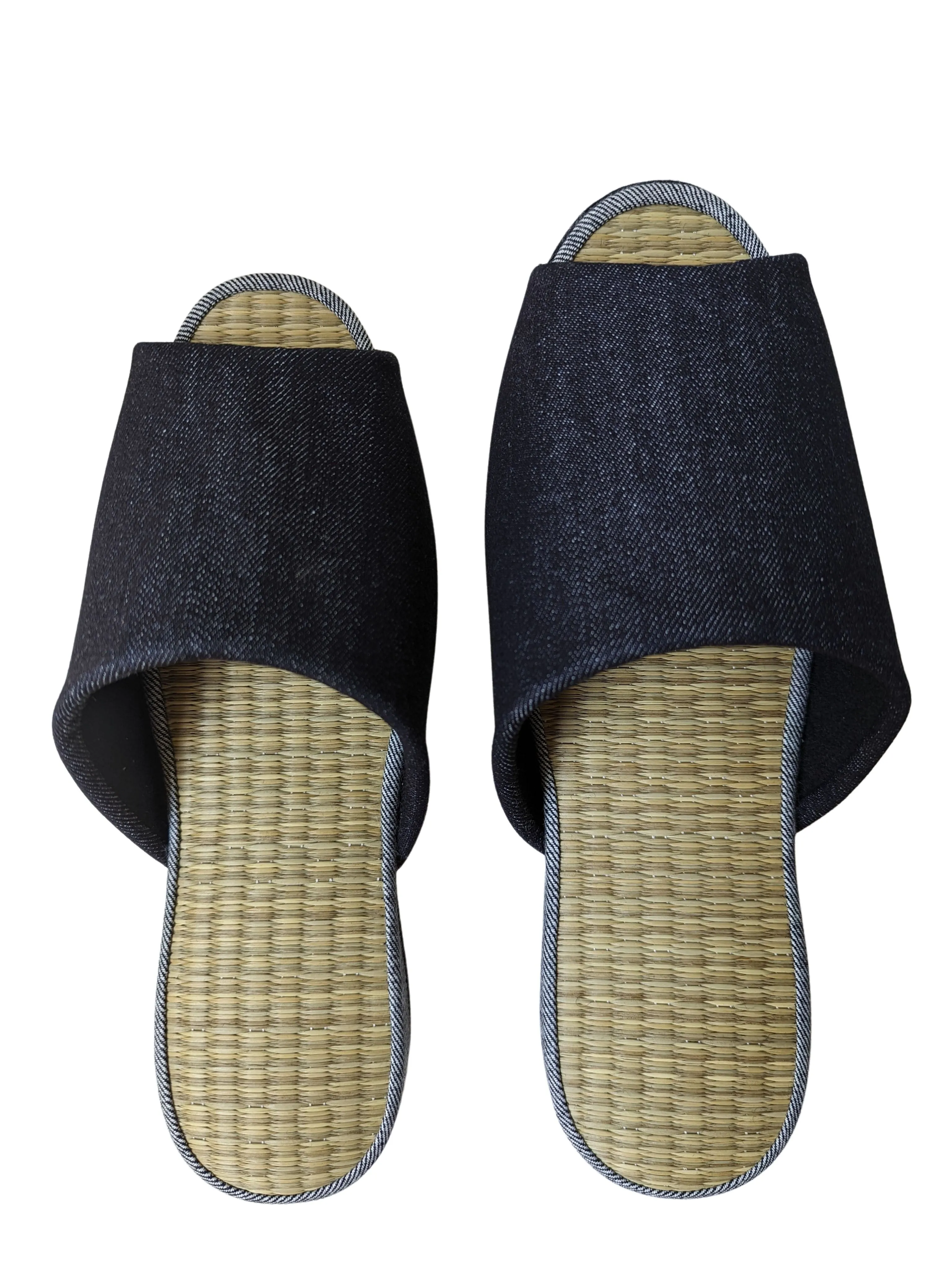 [SALE] Open-toe TATAMI(Mix color)  Denim Slippers Mix color [Black Wool Felt Sole] / Simple [Denim Hiroshima]