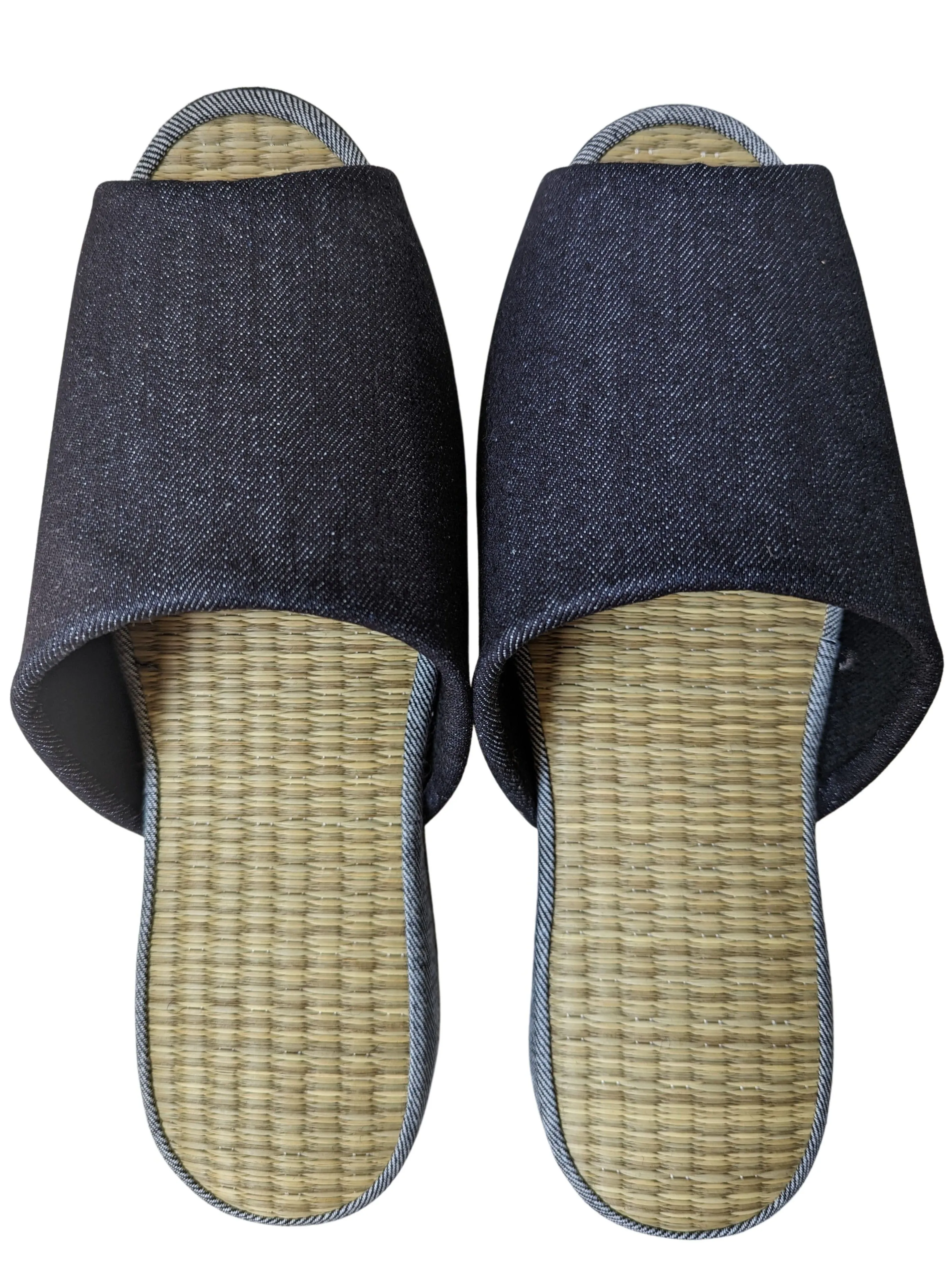 [SALE] Open-toe TATAMI(Mix color)  Denim Slippers Mix color [Black Wool Felt Sole] / Simple [Denim Hiroshima]