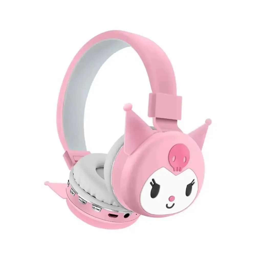 Sanrio Bluetooth Headphone Hello Kitty Wireless Headsets Cartoon Mic Foldable Lightweight Earphone for Phones Laptop Gift Pink