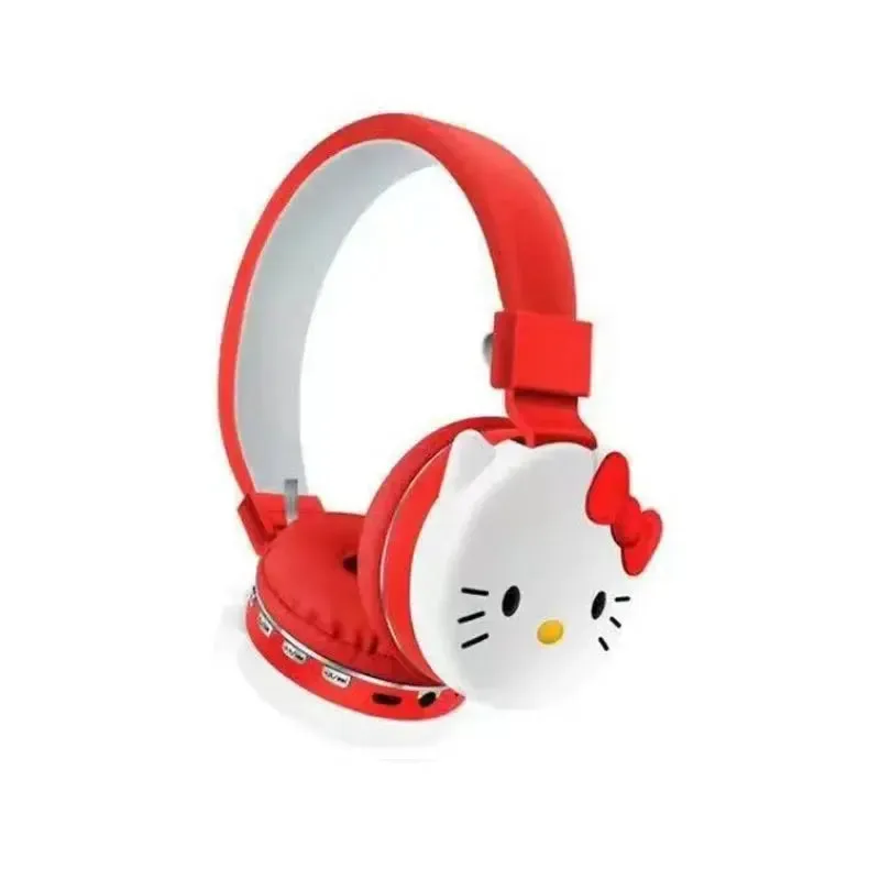 Sanrio Bluetooth Headphone Hello Kitty Wireless Headsets Cartoon Mic Foldable Lightweight Earphone for Phones Laptop Gift Pink